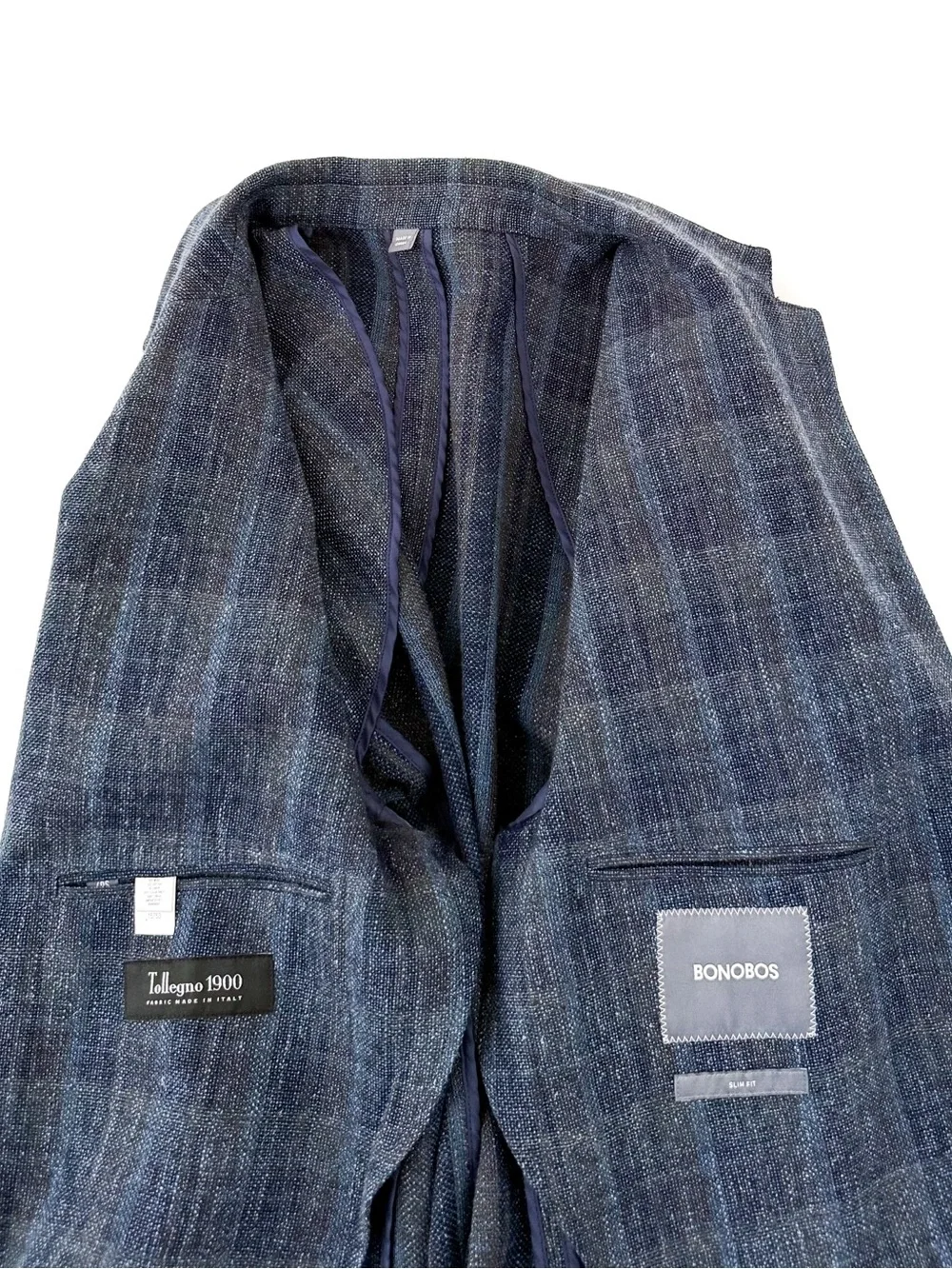 NEW Bonobos Men's Blue Plaid Italian Wool Blazer Lightweight Hopsack 40S Slim